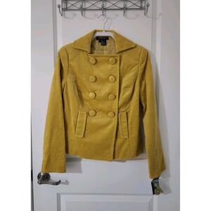 ETCETERA‎ CORDUROY JACKET Size 6 CHARTREUSE BUTTON WIDE WALE DOUBLE BREASTED